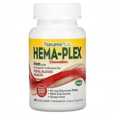 Витамины Natures Plus Hema-Plex Iron 60 жевательных пастилок